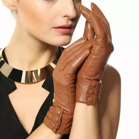 Leather gloves (126 mga larawan): White's white and green models, short and high, care, black and red from eleganzza leather 15210_119