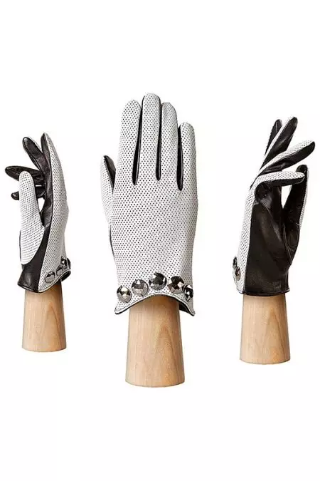 Leather gloves (126 mga larawan): White's white and green models, short and high, care, black and red from eleganzza leather 15210_66