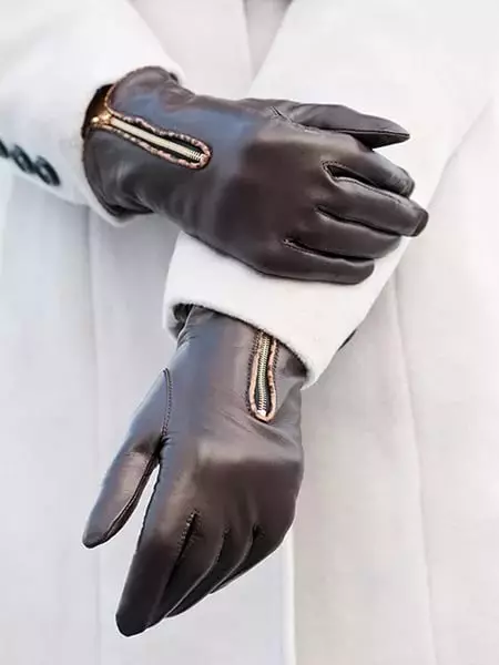 Leather gloves (126 mga larawan): White's white and green models, short and high, care, black and red from eleganzza leather 15210_73