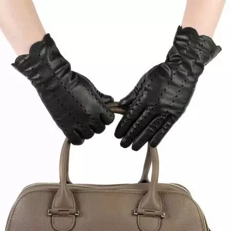 Leather gloves (126 mga larawan): White's white and green models, short and high, care, black and red from eleganzza leather 15210_80