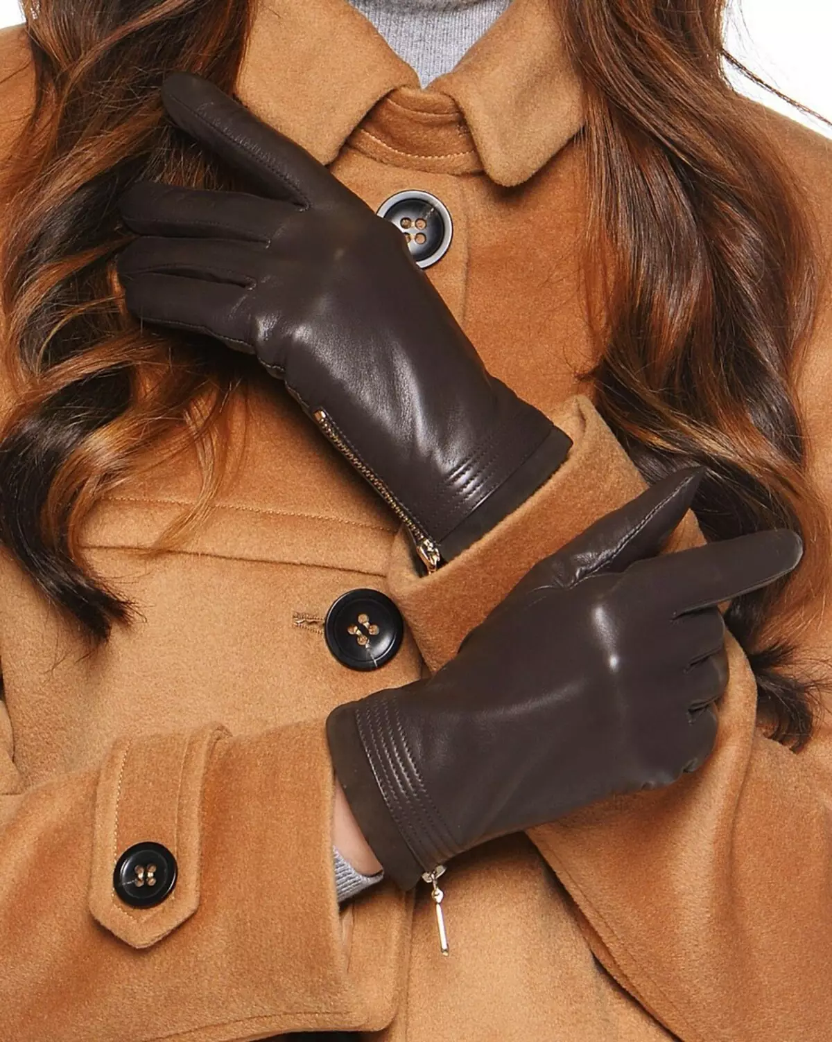Leather gloves (126 mga larawan): White's white and green models, short and high, care, black and red from eleganzza leather 15210_89