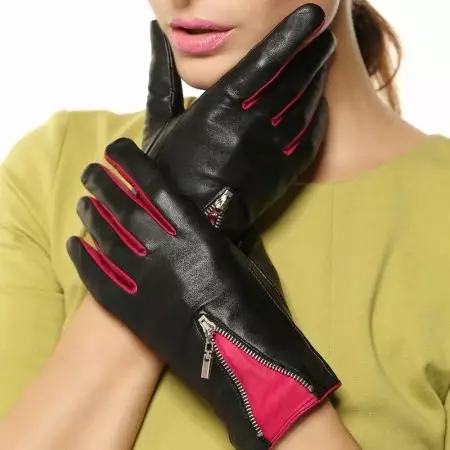 Leather gloves (126 mga larawan): White's white and green models, short and high, care, black and red from eleganzza leather 15210_94