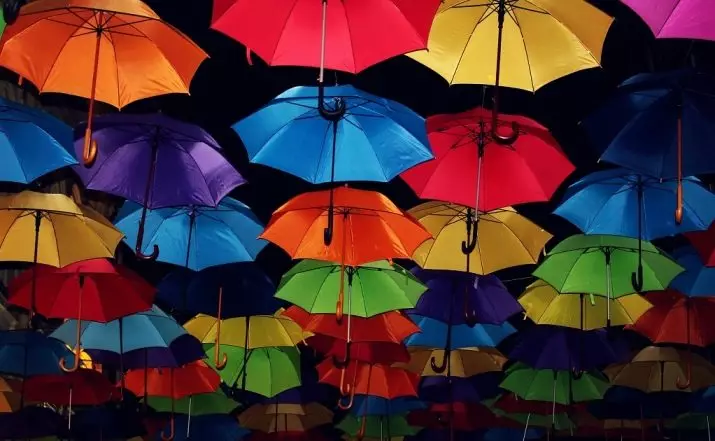 इंद्रधनुष्य छाटे (50 फोटो): मल्टीकोल्ड कॅन आणि बदलत रंग बदलणे छत्री-इंद्रधनुष्य 15239_30