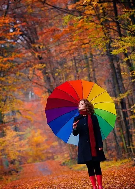 Rainbow regnhlífar (50 myndir): Multicolored Cane og Breyting Litur Folding Umbrella-Rainbow 15239_47
