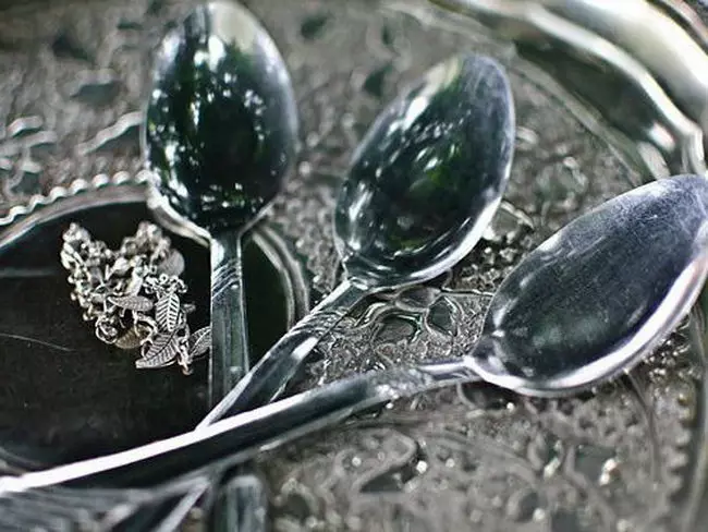 Hoe zilver schoon te maken om te schijnen? Hoe de Brilliance thuis terug te brengen? Wat te schonen zilveren sieraden met stenen? 15322_14