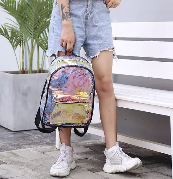 Transparent Backpacks: Little Women's Pink Translucent Models and Mini Backpacks with Sequins, White and Other Backpacks 15362_33