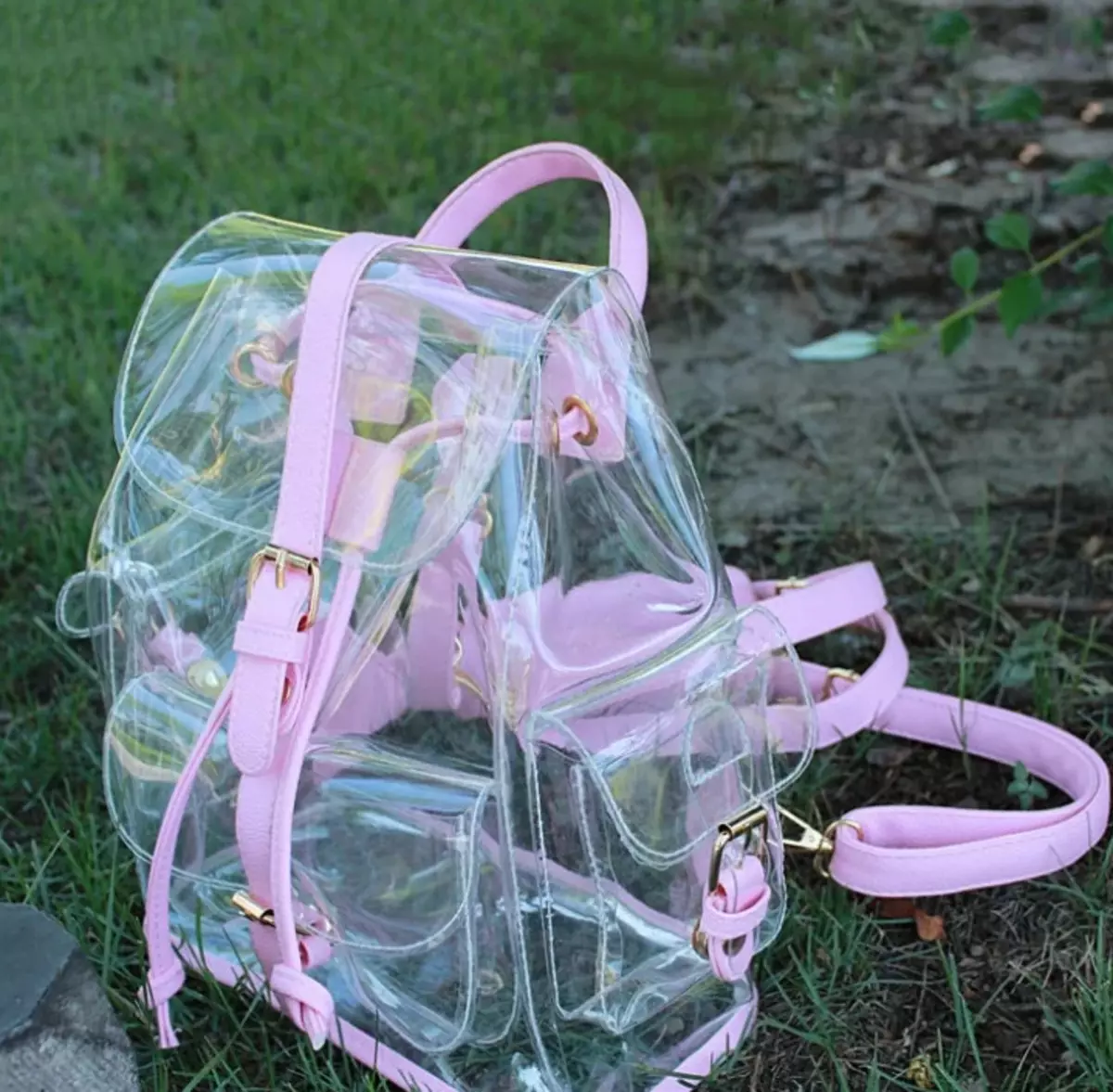Transparent Backpacks: Little Women's Pink Translucent Models and Mini Backpacks with Sequins, White and Other Backpacks 15362_5