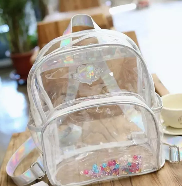Transparent Backpacks: Little Women's Pink Translucent Models and Mini Backpacks with Sequins, White and Other Backpacks 15362_6