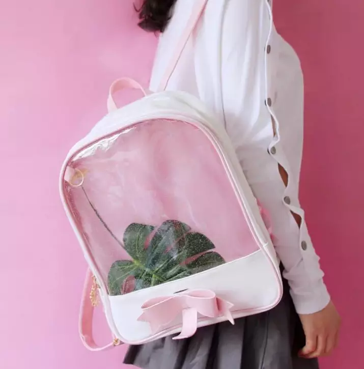 透明背包：小女性粉紅色半透明模型和迷你背包，帶亮片，白色和其他背包 15362_7