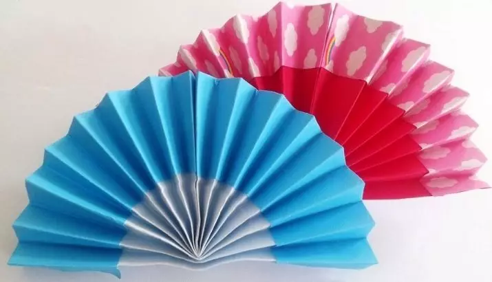Com fer un ventilador de paper? 48 fotos Com faci-ho vostè mateix per als nens? Paper Veter Origami i Master Class de Ronda Veser per a la decoració en estil japonès 15373_2
