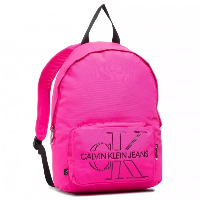 Calvin Klein Backpacks: Female reş û mêr û mêr, çermê sor, spî, zer bi monogram û rengên rengîn ên din - Backpacks 15401_22