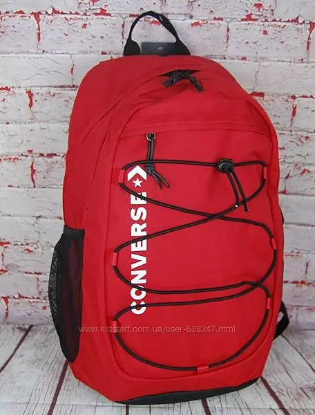 Converse backpacks: swart en blau, reade modellen, froulju en manlju, lear en denim stiet, resinsjes 15410_27