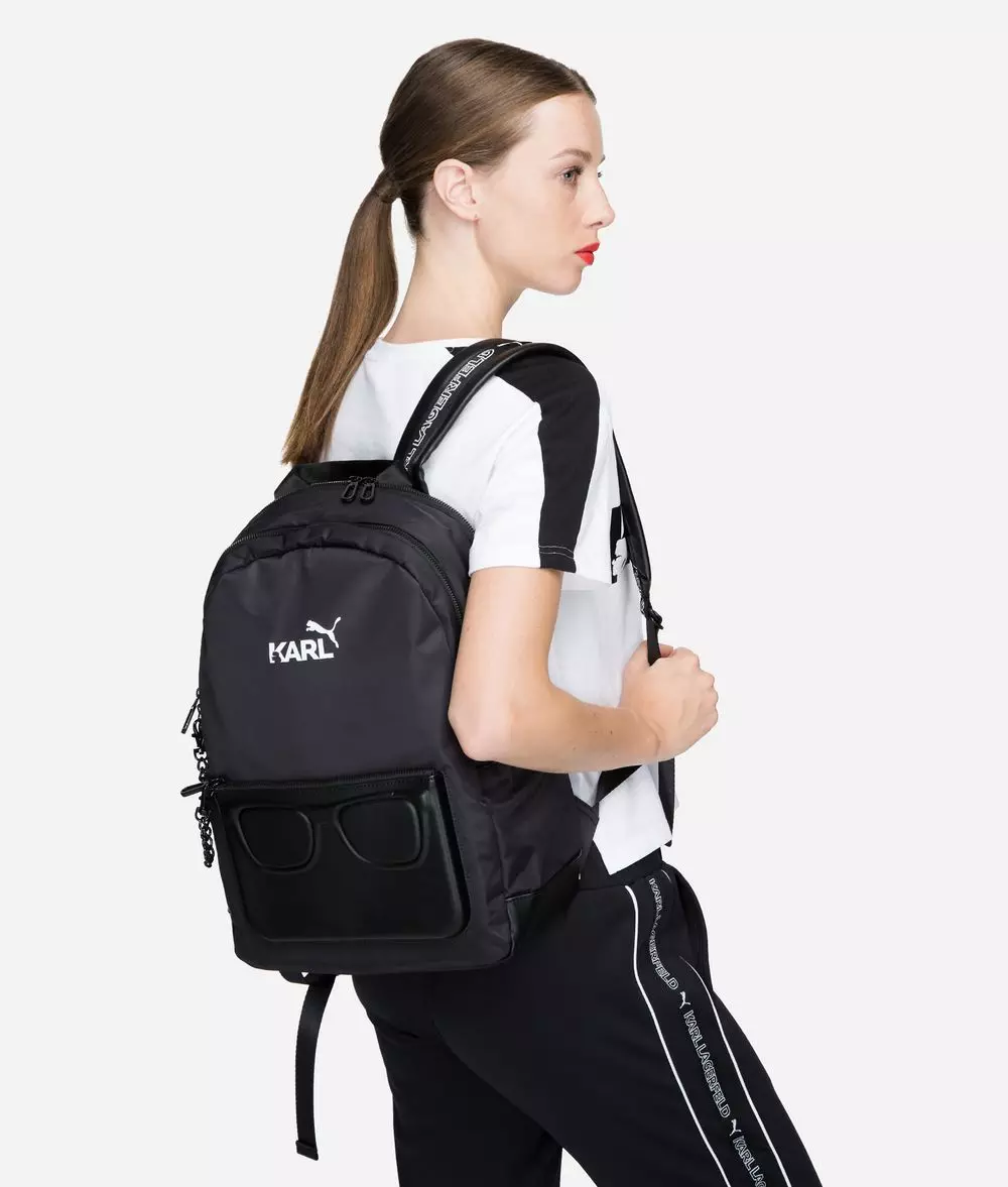 Karl Lagerfeld Backpacks: Model wanita hitam dan lainnya. Bagaimana cara membedakan dari palsu? 15419_4