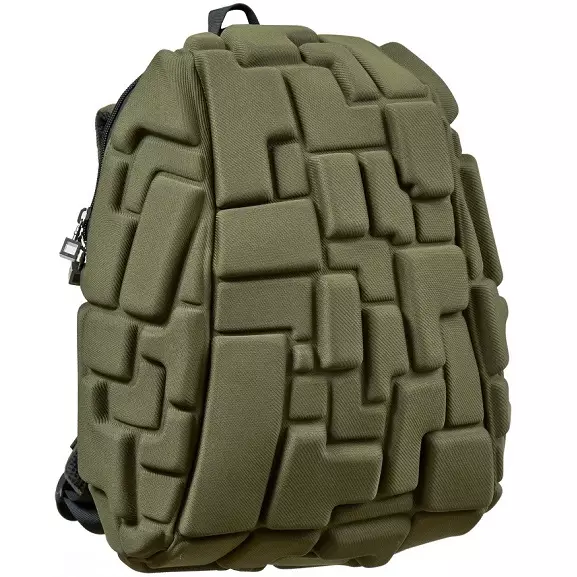 Backpacks Madpax: Spike, Ireng karo umplite lan spines, kulit lan alus, uga model backpacks, ukuran kaya ngumbah 15434_20