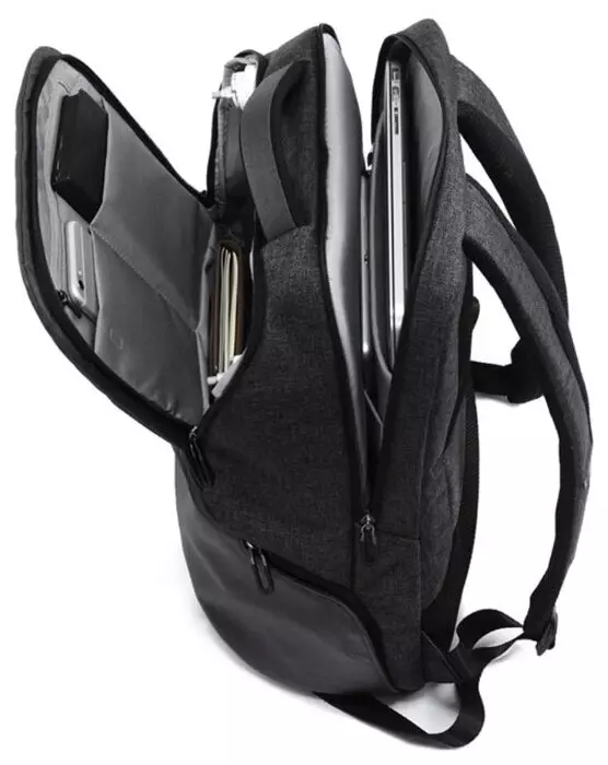 Xiaomi Backpack: Valkostir fyrir fartölvur, Female Backpacks, Leður, Gular borgarmyndir og aðrar litir, Valkostir með hleðslu og skjá 15447_41