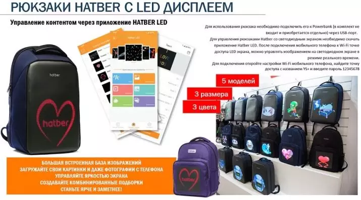 Backpacks Hatber: kisaran orthopedik kanthi layar lan model liyane saka review Company 15456_11