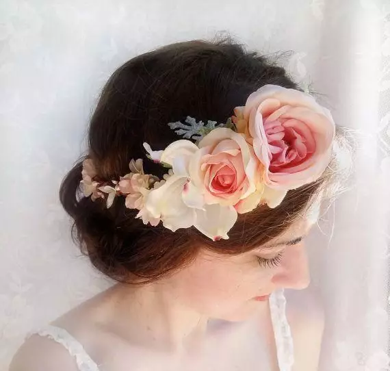 Barring with Flower (78 รูป): รุ่นจาก Foamiran, Hairpins จากผ้า, Kanzashi, ดอกไม้ 15538_16
