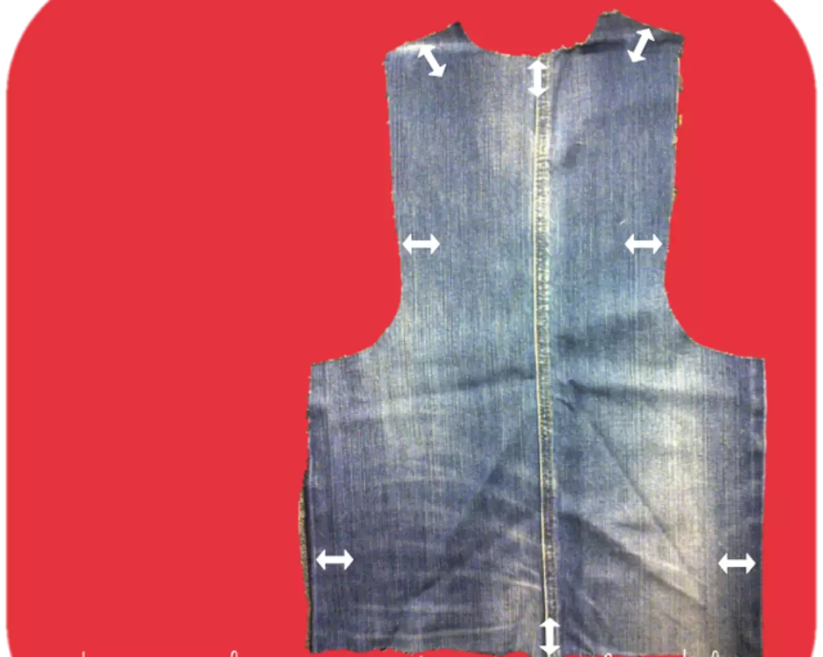Usa ka vest gikan sa daan nga Jeans ang imong kaugalingon: kung unsaon pagtahi, mga sumbanan 15573_9