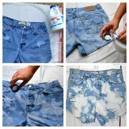Paano mag-whiten jeans sa bahay: walang puti na kumukulo, na may bleach at hydrogen peroxide, gumawa ng mas magaan 15577_15