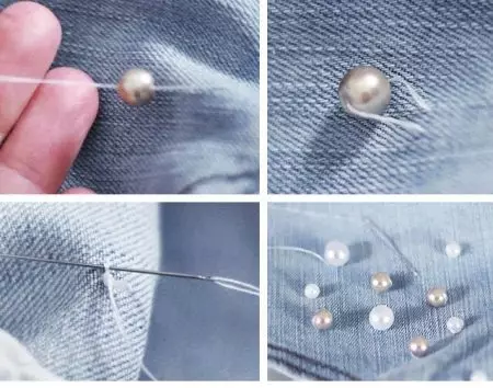 Kako ukrasiti traperice vlastitim rukama kod kuće (105 fotografija): čipke, perle, rhinestones 15580_38