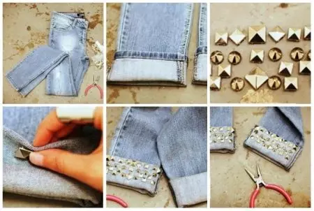 Како украсити фармерке својим рукама код куће (105 фотографија): чипка, перлице, рхинестонес 15580_64