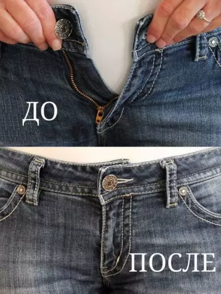 Kaip ruožas džinsus namuose (48 nuotraukos), kaip plėsti džinsų diržo, į Lyashki, šonuose, per klubus ir padidinti dydį 15583_3