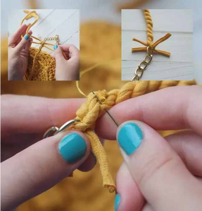 Плетени кеси за предиво (75 фотографии): Како да ги врзувате иглите за кружен модел од лента, господарска класа 15627_61