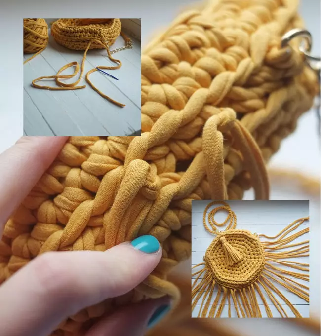 Túi sợi dệt kim (75 ảnh): Làm thế nào để buộc kim một mô hình tròn từ một sợi ruy băng, lớp chính 15627_62