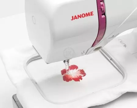 Janome Embroidery Machines: Models Memory Craft 500e, 350e en oare naaien en borduerwurk masines. Hoe embroider? 15630_17