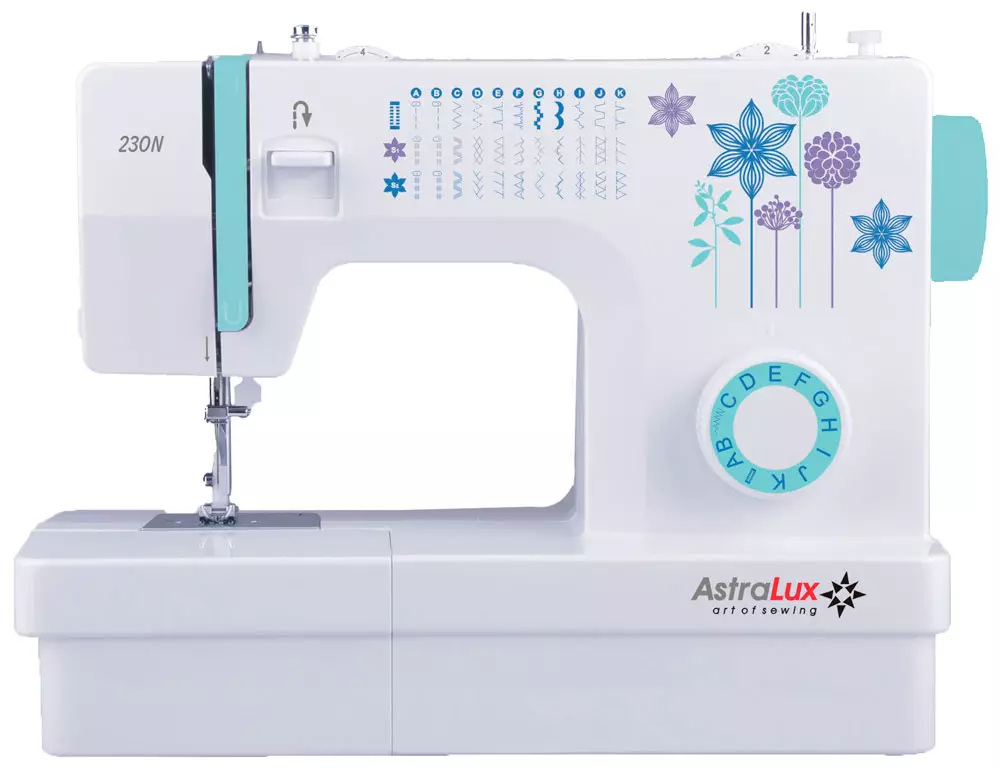 máquinas de coser: AstraLux modelo con un filamentaker, automóviles 150, línea roja Victoria y otros. instrucciones de revisión y opinión 15681_5