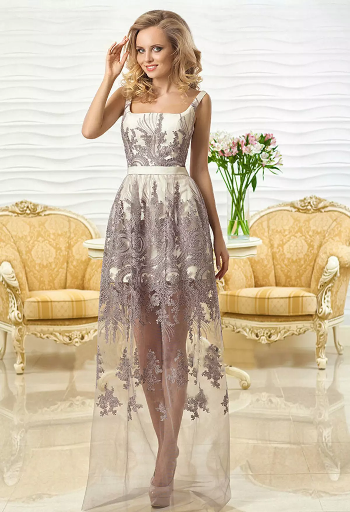 Evening dress from oxana flies with lace