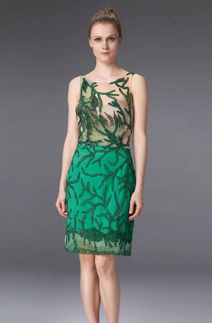 Zelena midijska večernja haljina
