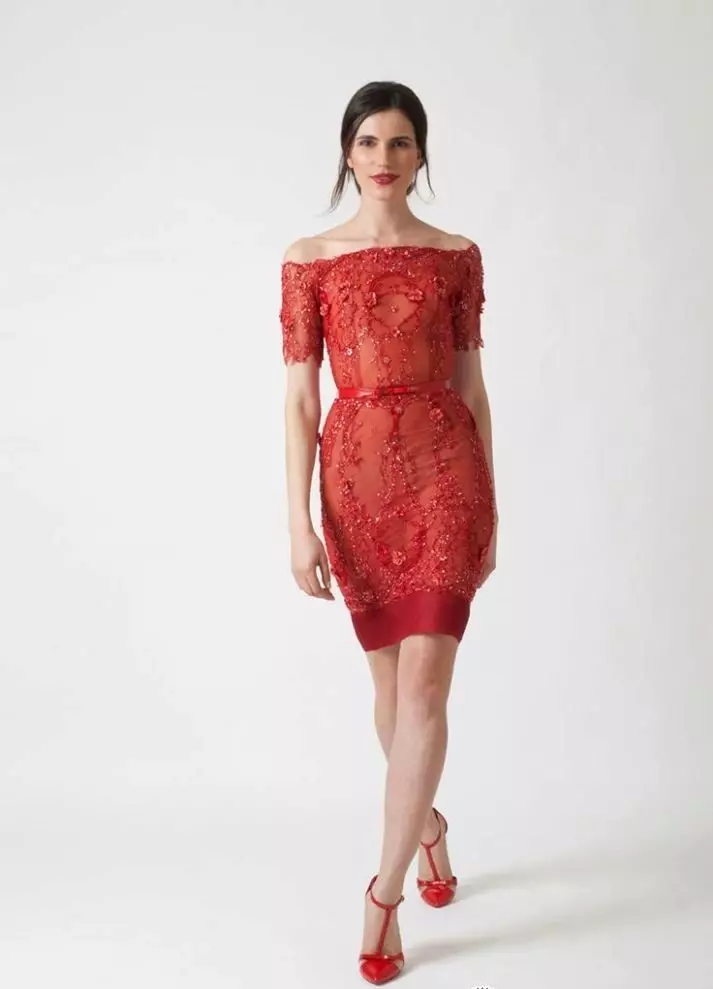 Red Axşam Lace Midi Dress