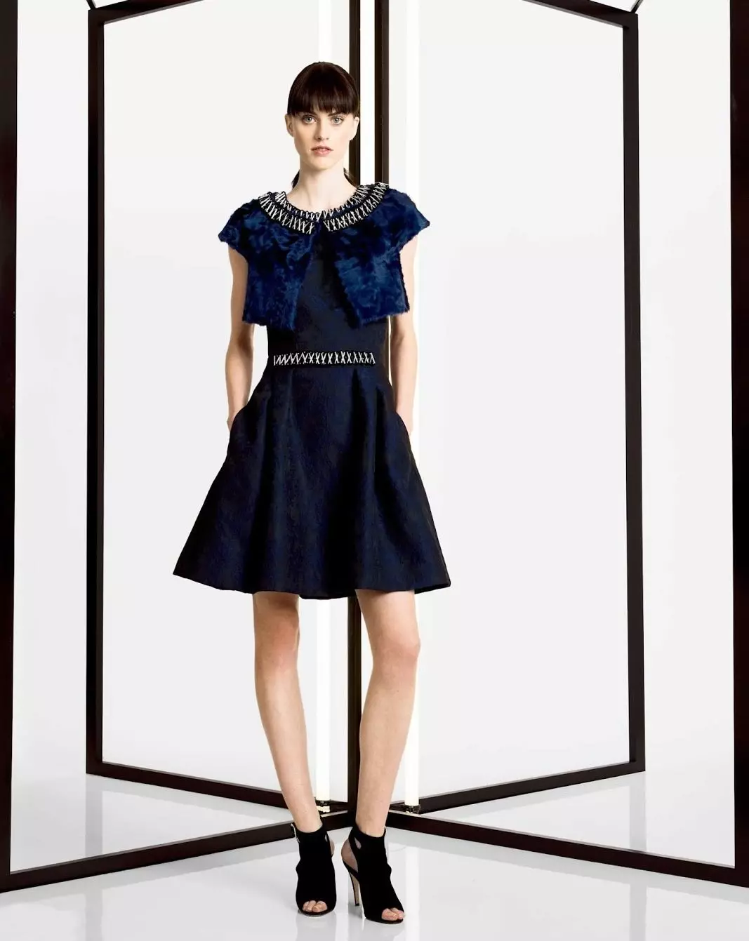 Bolero ilə Blue Midi Dress