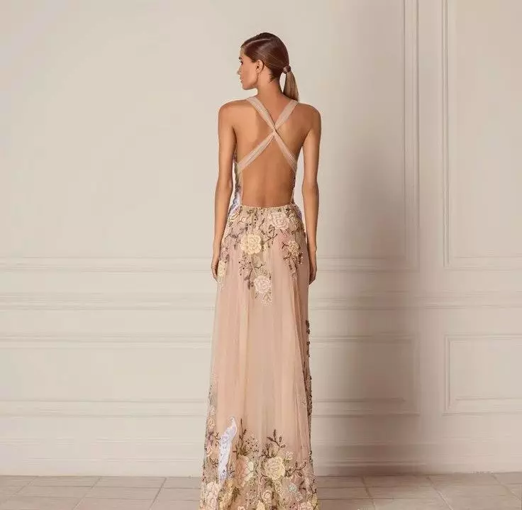 Evening dress on graduation with fully open back