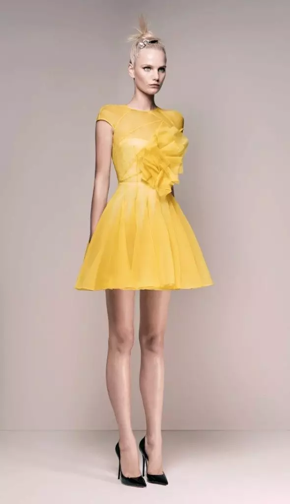 晚上黃色短裙2016