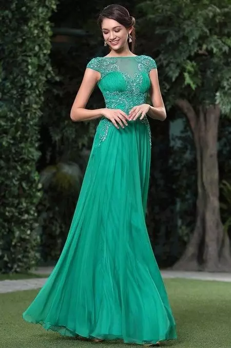 Green evening dress for the new year 2016