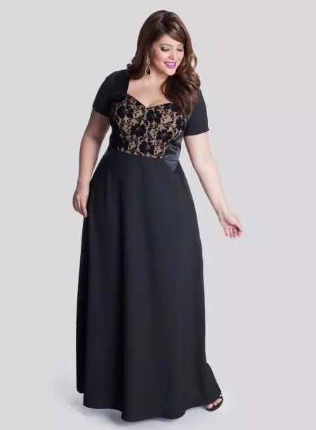 Evening dress for full with lace riding