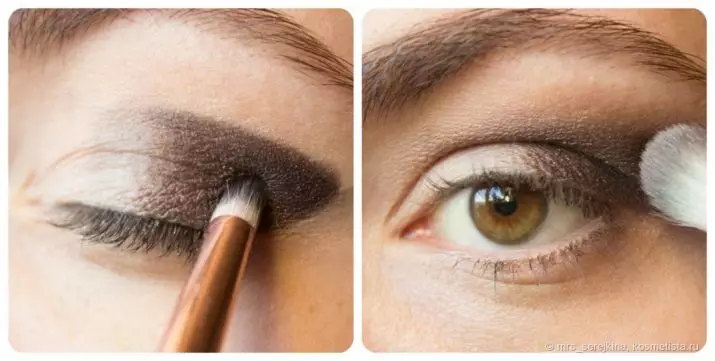 Ojos de cerca (45 fotos): instrucciones paso a paso para crear maquillaje con flechas, cómo determinar el tipo y pintar sus ojos 15751_17