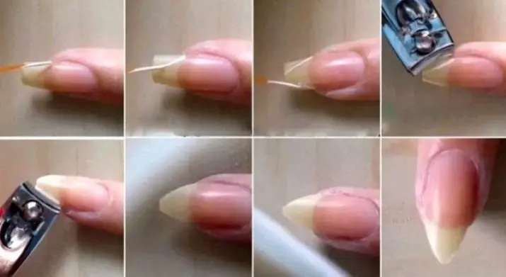 Korta skarpa naglar (19 bilder): Hur man gör en vacker manikyr? Intressanta designalternativ 15842_11