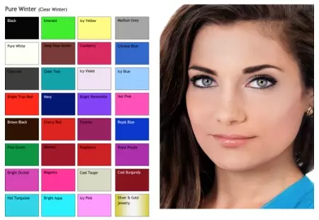 Kolor zimowy (96 zdjęć): Paleta kolorów w ubraniach, jakie włosy są odpowiednie, przykłady są miękkie, ciepłe, południe i czysty wygląd zimowy 15881_83