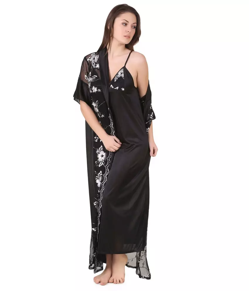 Black Silk bata (24 litrato): Women sa Long Models ug Lace 1588_18