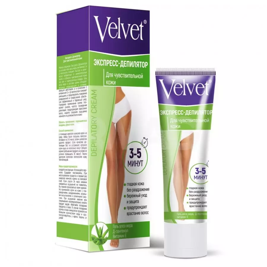 Velvet Cream For Depolation: Rêbername ji bo Bikaranînê, hûn hewce ne ku hûn çiqas bihêlin, roja qedandinê, hilberîna hilberê û nirxandinan 15988_12