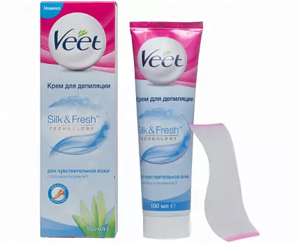 Veet Cream untuk penyusutan zon intim: Varieti krim untuk penyedutan dalam bidang bikini wanita, arahan untuk digunakan 16001_8