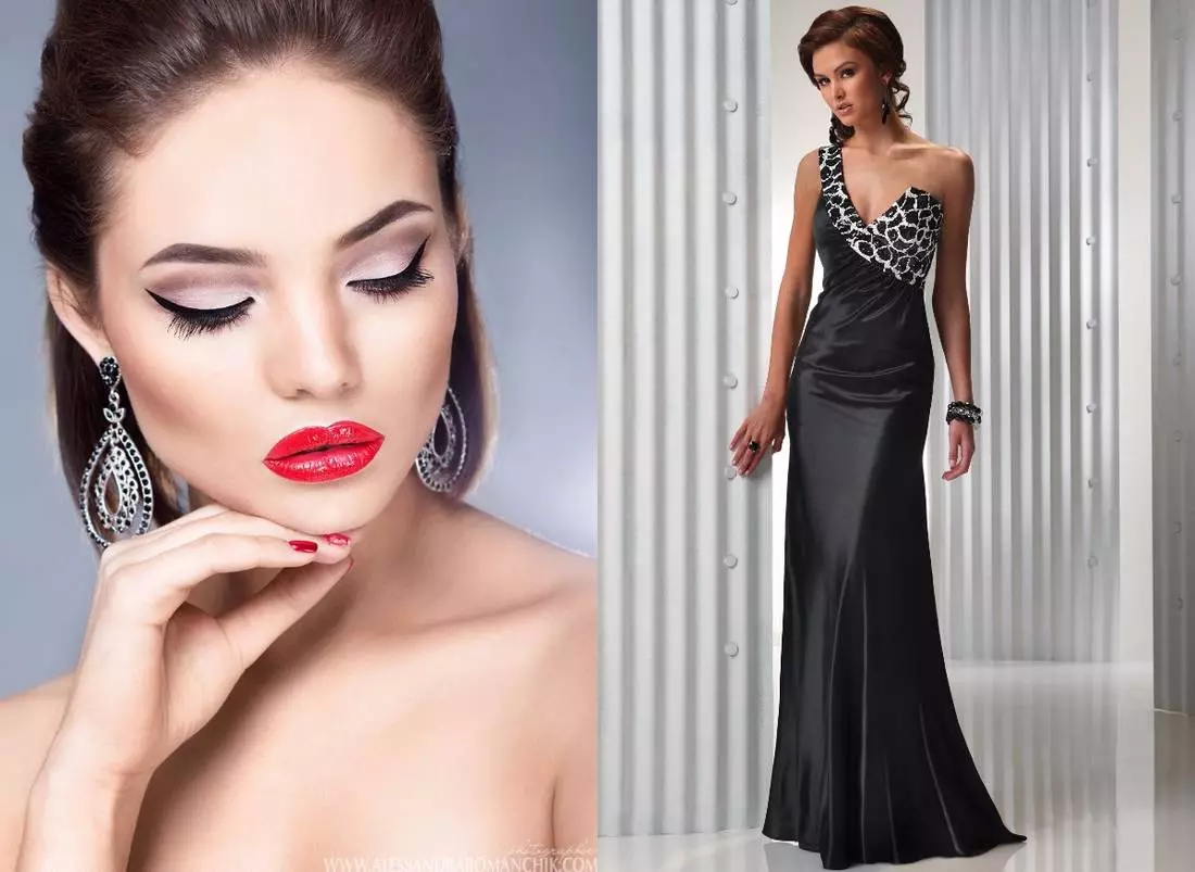Šminka pod haljinu: Šta odabrati pod crvene i plave, roze i bordo, plave i bež, bijela i siva haljina? Opcije za Emerald i Leopard haljina 16015_25