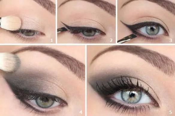 Oriental Makeup (70 Mifananidzo): yeBrown, Green uye yebhuruu maziso. Maitiro ekudana nei nhanho kuti uite makeruviri vakadzi? Mienzaniso yakanaka 16016_63