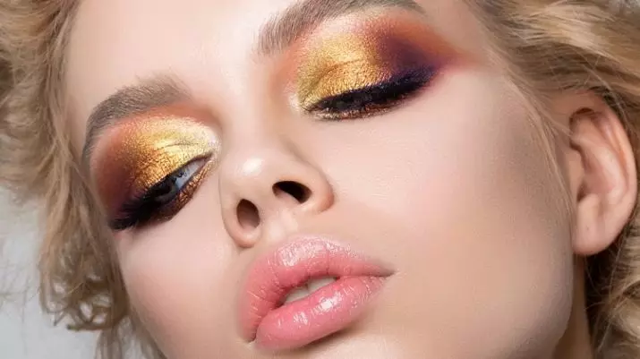 黃金化妝：用金色色調的液體陰影眼妝，綠色和其他眼睛的美麗易化妝步驟 16059_2