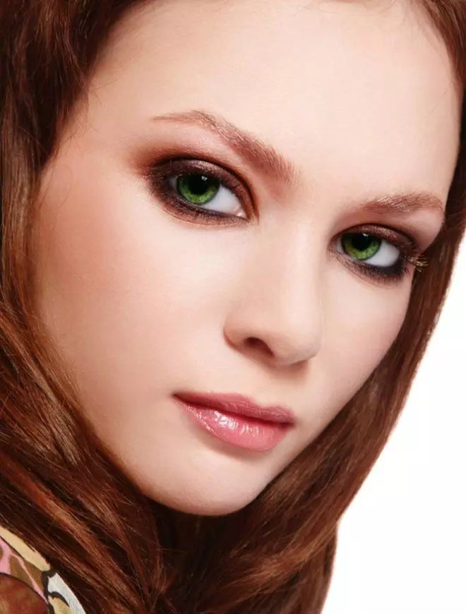 Makeup for Reds: Med blå øjne og grønt, med grå og brun. Makeup for rødhåret med lys og mørk hud, aften og daglige muligheder for piger 16089_40