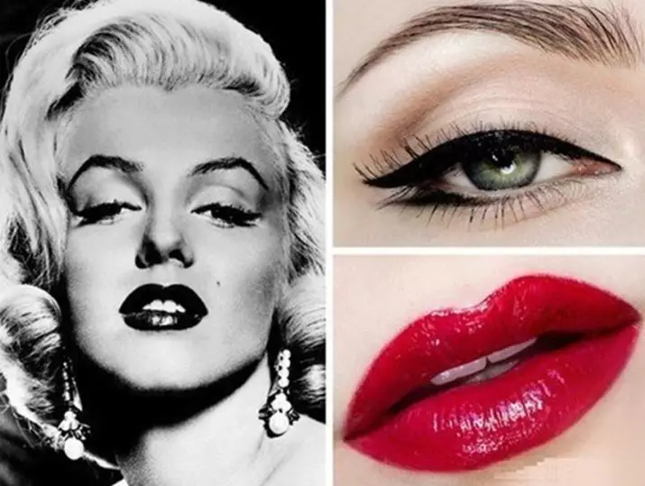 Smink Marilyn Monroe (43 fotók): fázisos szem smink és ajkak, sminkes művészek titkai. Makeup Smink funkciók Monroe 16099_30