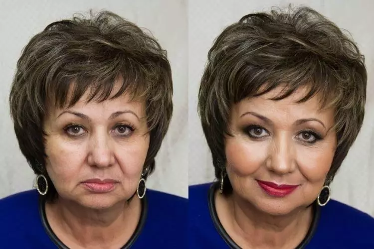 Alter Make-up: Augen-Makeup-Technik für Frauen, Abendversion von Schritt für Schritt und Tageslicht, ihre Funktionen. Wählen Sie die Grundlage für die Haut der Frauen älter als 45 Jahre 16104_65